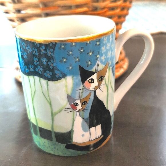 Goebel Rosina Wachtmeister Cat-Themed  Porcelain Mug Coffee Cup "Luca & Luciana" - Picture 10 of 10